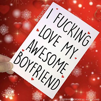 Anniversary Cards, I F*cking Love My Awesome Boyfriend, Boyfriend Cards Novelty Card Funny Cards Birthday Cards Valentines Cards PC177
