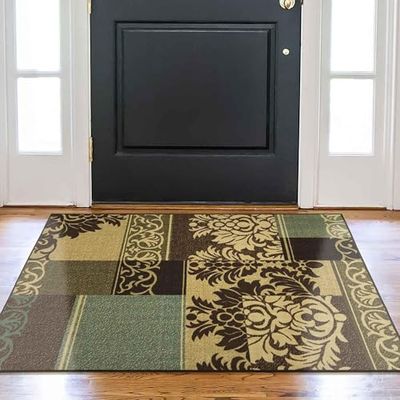 Ottomanson Ottohome collectie tapijt met rubberen achterkant en modern damast design, 100 cm x 150 cm, bruin