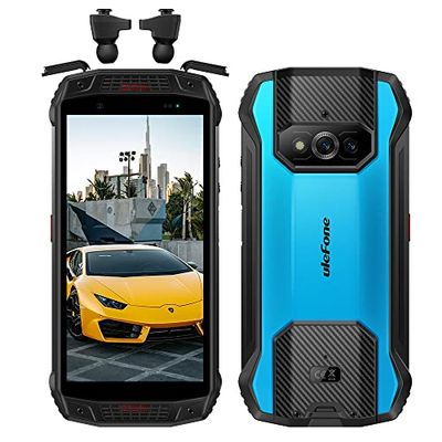 Ulefone Armor 15 4G smartphone zonder abonnement, 6600 mAh, 12 MP + 13 MP + 16 MP camera, 6 GB RAM + 128 GB ROM, 5,45 inch, MTK Helio G35, Android 12 IP68 simlockvrije mobiele telefoons NFC w/TWS oordopjes blauw