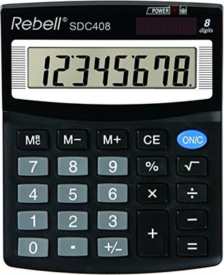 REBELL re-Calculatrice sdc408 sdc408, Standard équipement et angewinkeltem Écran 8 chiffres, noir