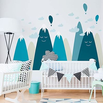 Stickers muraux Enfants - Décoration Chambre bébé - Autocollant Sticker Mural géant Enfant Montagnes scandinaves AMAKA - 70x105cm