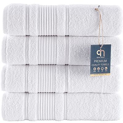4 PACK Bath Towels Set | Premium Quality Luxury Turkish Cotton Absorbent AND Super Soft - WHITE