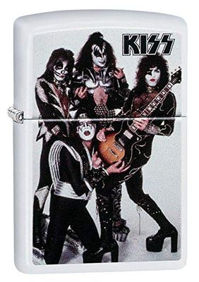 Zippo – Windproof Lighter, KISS®, Color Image, White Matte, Refillable, In Gift Box