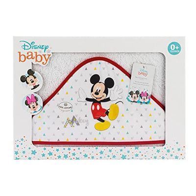 Amazon Disney, Mantello da bagno Topolino Geo Bianco e Rosso