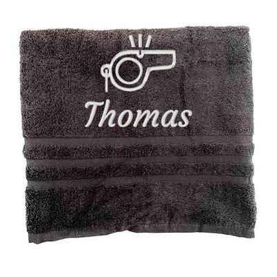 Asciugamano personalizzato con nome e nome del lavoro Nome splendidamente ricamato Asciugamano da bagno Asciugamano in cotone 100% Asciugamano da bagno con nome (140 x 70 cm, Arbitro)