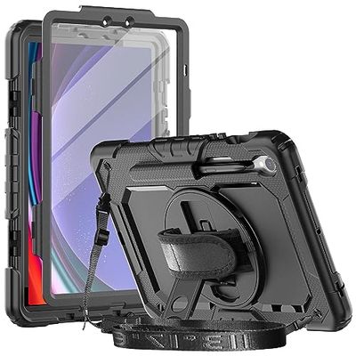 Herize Custodia per Samsung Galaxy Tab S9 da 11 pollici con pellicola protettiva | SM-X710/X716B/X718U Cover con portamatite | Custodia antiurto resistente con supporto rotante a 360 gradi per Galaxy