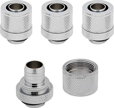 Corsair Hydro X Series, XF Compression, Lot de quatre embouts ID/OD de 10/13 mm (3/8"/1/2") (G1/4" BSPP Filetage du Port, Solide Laiton Durabilité, Compatibilité avec d’adaptateurs Hydro X) Chrome