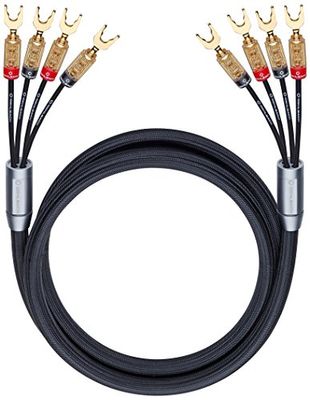 Oehlbach XXL Fusion Four 4 200 - high-end bi-amping luidsprekerkabel set met kabelschoenconnector - Made in Germany - 2 x 2m - zwart