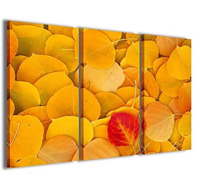 Kunstdrukken op canvas, foliage effect moderne afbeeldingen uit 3 panelen, opgespannen op canvas, klaar om op te hangen, 120 x 90 cm