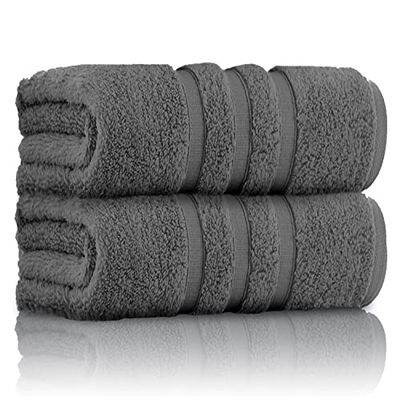 GC GAVENO CAVAILIA Serviette de Bain de Luxe - 1 pièce - en Coton égyptien - Extra Douce - Séchage Rapide - Lavable - 80 x 140 cm - Gris Anthracite