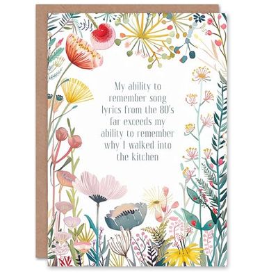 Artery8 Greeting Card Happy Flowers Remember 80s Song Lyrics Funny For Her Woman Wife Mum Daughter Sister Birthday Card