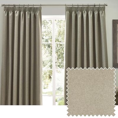 furn. Dawn Blackout Pencil Pleat Curtains - Width x Drop - 229 x 229cm (90 x 90) - Natural