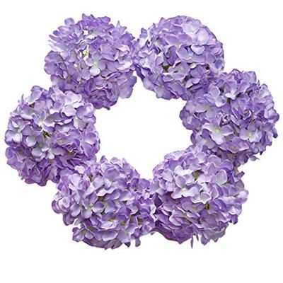 DuHouse Lot de 6 Grandes têtes de Fleurs d'hortensia artificielles en Soie avec Tige au Toucher réaliste pour Mariage, Maison, fête, Jardin, Centre de Table (Violet)