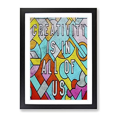 Creativity Is In All Of Us Typography Quote Framed Wall Art Print, Ready to Hang Picture for Living Room Bedroom Home Office Décor, Black A2 (64 x 46 cm)