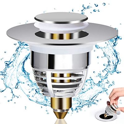 Diboniur Sink Plug, Universal Pop Up Sink Plug, Full Metal Drain Plug, Sink for Bathtub, Kitchen, Washbasin (Drain Hole Trim 32-41 mm)