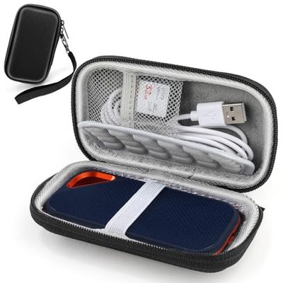 GlasFlength SanDisk Extreme Pro - Funda para Disco Duro SanDisk de 1 TB y 2 TB con Correa de Mano para SD SSDE81/SD SSDE80/SD SSDE30 (Negro)