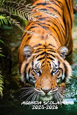 AGENDA SCOLAIRE 2025-2026 TIGRE: Organisateur journalier filles et garçons pour la rentrée scolaire |2 jours par page | Format a5 avec citations motivantes