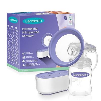 Lansinoh Elektrisk bröstpump kompakt – särskilt liten och tyst – perfekt för pumpning hemma och på språng – kompatibel med powerbank, 1 styck (1-pack)