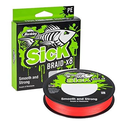 BERKLEY Malade Sick Braid Unisexe, Rouge, 0.10mm | 7.5kg | 16lb