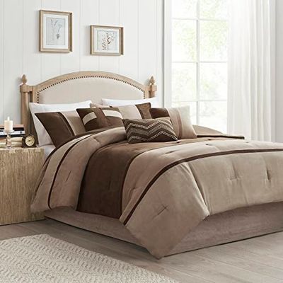 Madison Park Palisades 7 Piece Comforter Set Brown Queen
