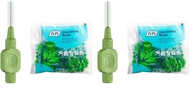Cepillo interdental TePe, Original, verde, 0,8 mm/ISO 5, 20 ud., limpieza interdental eficaz, eliminación de placa e hilo dental para espacios reducidos (Paquete de 2)