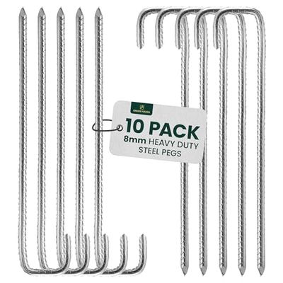 GREEN HAVEN Ultra-sterke robuuste tentharingen 10 stuks - extra dikke tentharingen metalen campingharingen | Roestbestendige J-pin 8 mm dikke tentharingen | Ideaal voor landbouwhekken, camping, tuin