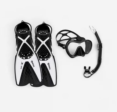 Mares Set X-One, Set da Snorkeling composto da Pinne X-One, Maschera Vento e Snorkel Bay, Adulto, Nero e Bianco, Taglia l/XL