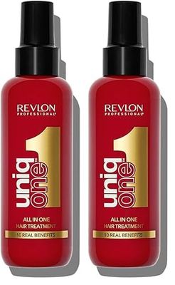 Revlon Professional UniqOne, Masque en Spray Sans Rinçage (150 ml), Soin Cheveux Nourrissant et Réparateur, Formule Vegan, Tous Types de Cheveux, Classique Rouge (Lot de 2)