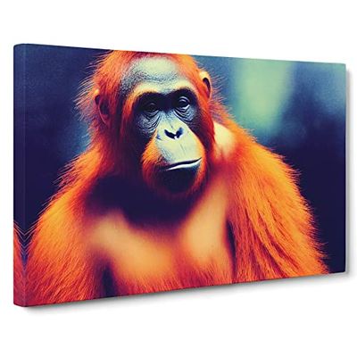 Orangutan Portrait Vol.2 Canvas Wall Art Print Ready to Hang, Framed Picture for Living Room Bedroom Home Office Décor, 30x20 Inch (76x50 cm)