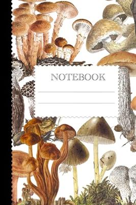 Composition Notebook Collage Lined 110 Pages: Vintage Aesthetic Journal Mushroom Illustration Cover