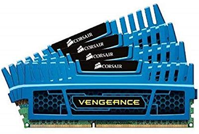 Corsair CMZ16GX3M4A1600C9B Vengeance 16GB (4x4GB) DDR3 1600 Mhz CL9 XMP Performance Desktop Memory Kit Blue