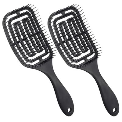 Vinabo 2 Brosse à Cheveux, Brosse à Cheveux Démêlante - Ne Tire Pas Professionnelle Incurvée Ventilée pour Cheveux Mouillés et Secs, Brosse de Massage Démêlante, pour Femme, Homme & Enfant
