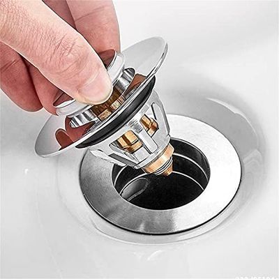 Universal Bathroom Sink Stopper, 1.1~1.5” Bathtub Stopper for Kitchen Bathtub Sink Drains Anti Clogging Sink Drain Filter With Hair Catcher (Silver)