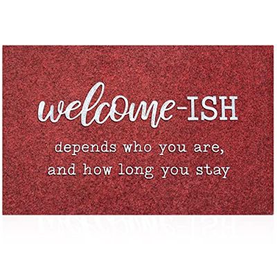 JJUUYOU Welcome-ish - Tapete de Bienvenida de Perfil bajo, tapete para Puerta Delantera, para Interiores y Exteriores, Antideslizante, Absorbente, Resistente a la Suciedad, para Entrada, Patio, Color