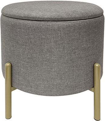 ECHTWERK Pouf Logan, avec Espace de Rangement, Couvercle Amovible, Coffre de Rangement Rond, avec Pieds en Bois, adapté à la Chambre à Coucher et au Salon, 40 x 40 x 40 cm, jusqu'à 150 kg, Gris