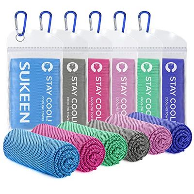 Sukeen Asciugamano rinfrescante (100 x 30 cm) asciugamano per il collo, asciugamano fresco per un sollievo istantaneo, morbido e traspirante, asciugamano freddo 6 pezzi per yoga, golf, palestra,