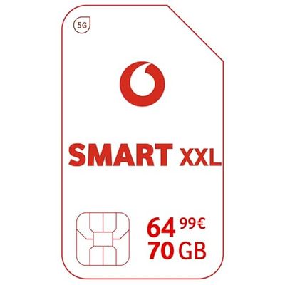 Vodafone Mobiel contract, Smart XXL, mobiel contract, met 70 GB gegevensvolume, 5G compatibel, telefoon- & sms-flat in het Duitse netwerk Onbekend