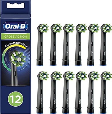 Oral-B Cross Action Testine Di Ricambio Nere, Confezione Da 12, Adatto Per Buca Delle Lettere