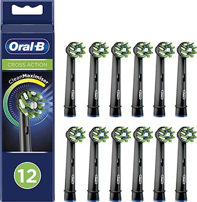 Oral-B Cross Action Testine Di Ricambio, Confezione Da 12, Adatto Per Buca Delle Lettere, Nero