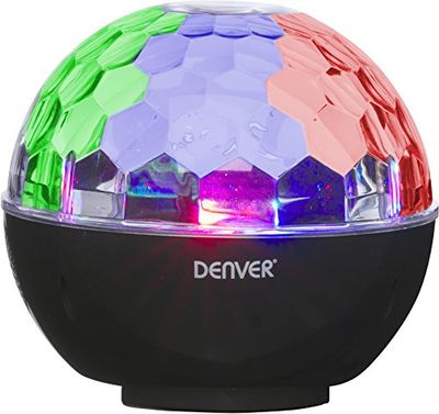 Denver BTL-65 - Palla da discoteca con altoparlante. Connessione Bluetooth e ingresso cavo AUX. Il computer portatile. Potenza altoparlanti 6 W. Luci rotanti. Batteria ricaricabile.