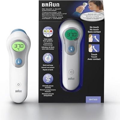 Braun Sensian 5 Forehead non-contact thermometer - Positioning Guidance - Colour-Coded Digital Display - 2 second measurement - Baby and Child Friendly - 1 Brand among doctors(1) - BNT300