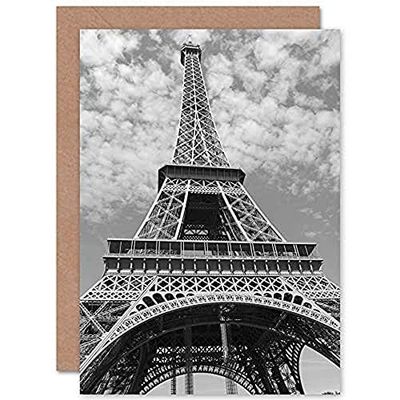 Fine Art Prints Eiffel Tower Black White Greeting Card With Envelope Inside Premium Quality