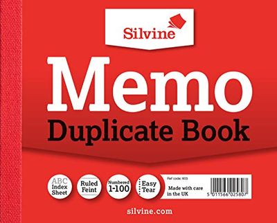 Silvine Duplicate Book Memo geregelde Feint 1-100 105.5 x 125.5mm Ref 603 [Pack van 12]