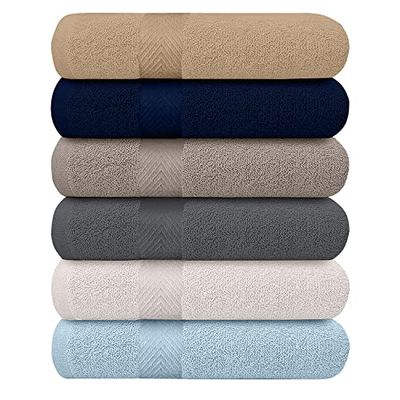 BEST TOWEL KAHAF Collection 6-Pack Bath Towels - Lightweight - Extra Absorbent - 100% Cotton - Shower towels (Multi, 27 inchesx54 inches)