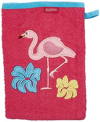 Playshoes Unisex Kinder Frottee-Waschhandschuh , Guante de baño para Unisex niños, Rosa (18 - Pink Flamingo), 15x20 cm