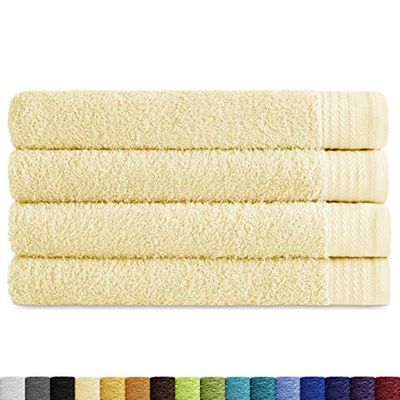 Eiffel Textile Packs de Toallas Calidad Rizo 600 gr, Algodón Egipcio 100%, Natural, Lavabo 50x100 cm, 4 Unidades