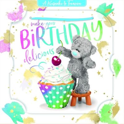 Me To You Tatty Teddy 3D Luxury Cherry And Cupcake Keepsake Birthday Card 6 x 6 - Official Collection