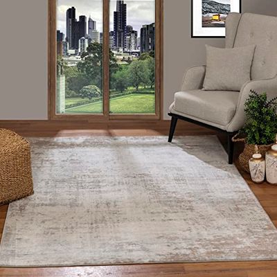 Surya Kampen Tapis Moderne Abstrait - Tapis Salon, Salle à Manger, Chambre Adulte et Ado, Cuisine - Tapis Design Marbre Moucheté Multicolore, Tapis Poil Ras Doux 160x215cm - Beige, Gris, Blanc Cassé