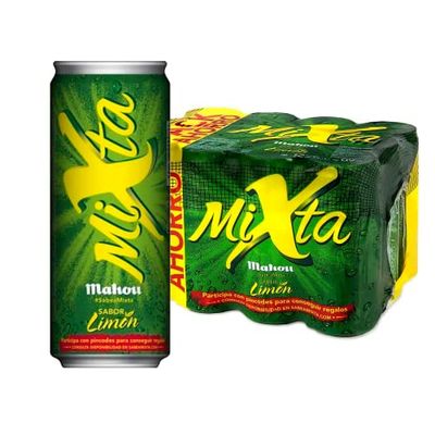 Mahou Mixta, Combinación de Cerveza Mahou 5 Estrellas Con Limón, Sabor Ligero y Refrescante, 0,9% de Alcohol, Pack de 12 Latas x 33 cl