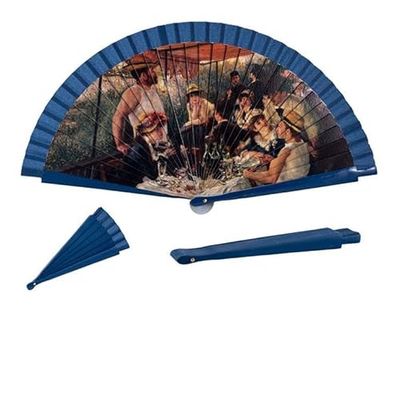 DRW Éventail en Bois décoré avec Le Tableau du déjeuner des rameurs de Renoir 42 cm